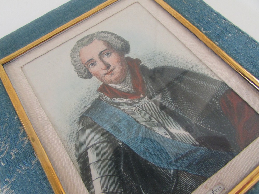 Antique Old Arts New York Blue Silk Frame 6"