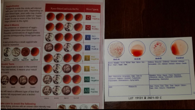 Blood Type Home Test Kit Testing Set Typing Extra Lancet Easy Instructions Safe