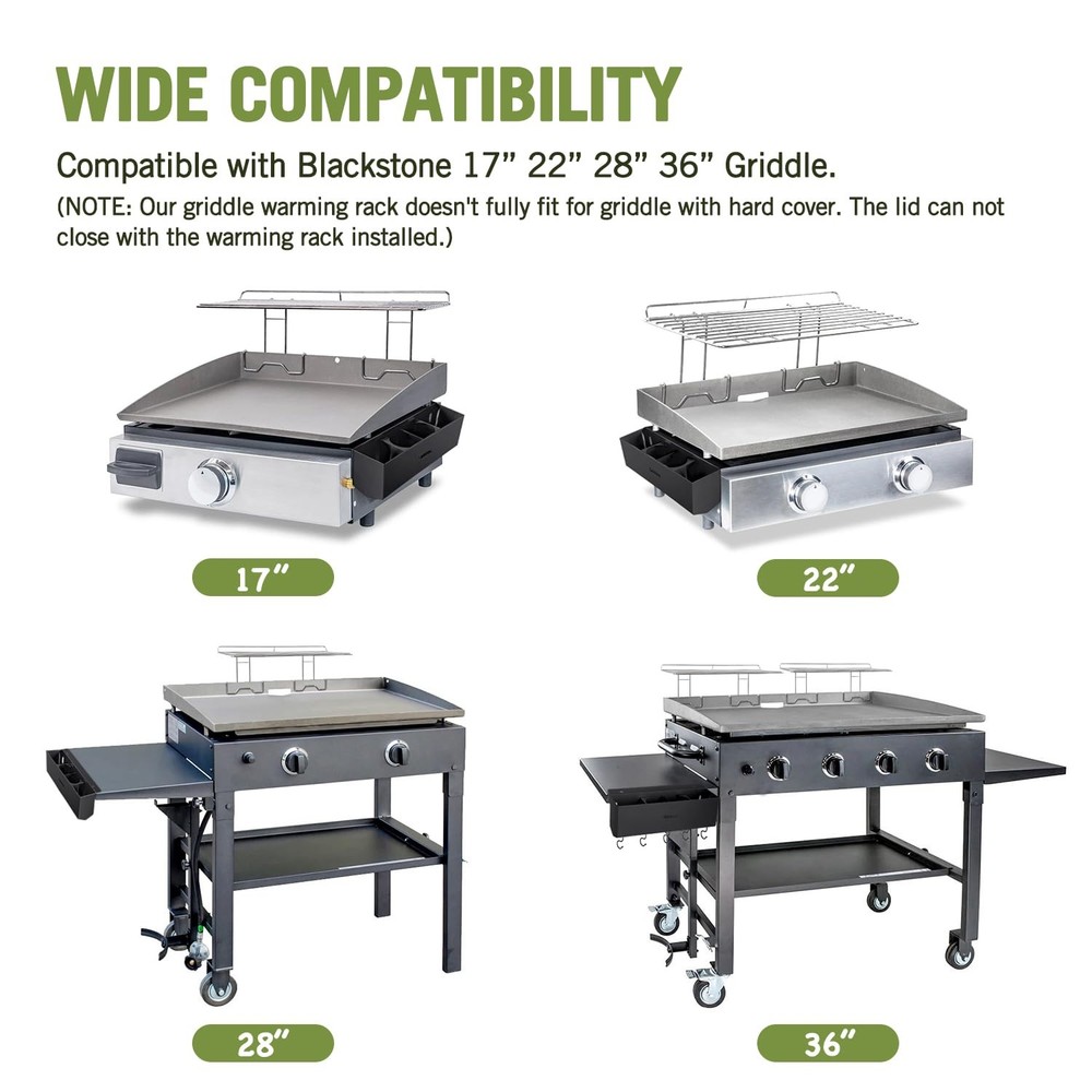 2Pcs Blackstone Griddle Warming Rack, Heavy Duty Steel Grill Warming Rack Com...
