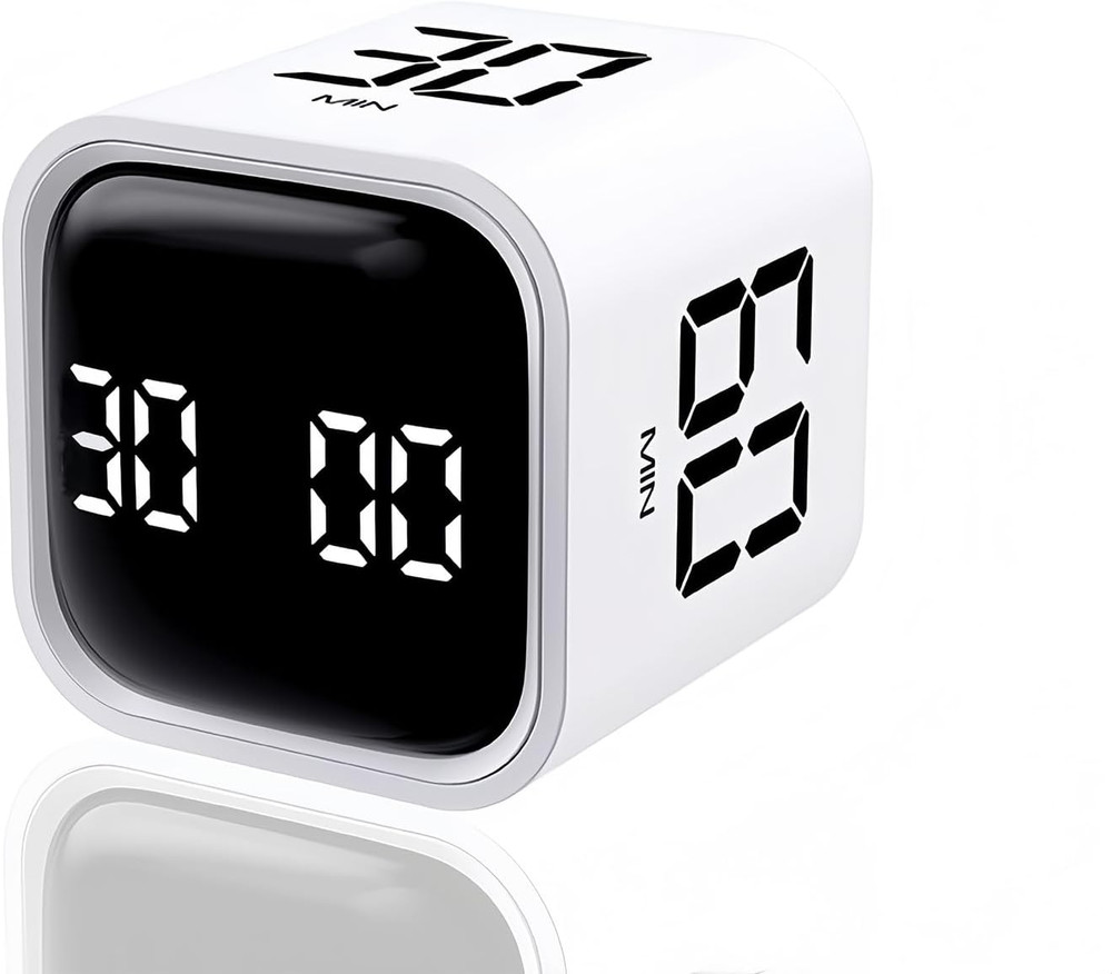 Digital Cube Pomodoro Timer Desk Rechargeable Productivity Timer 5/10/30/60Min &