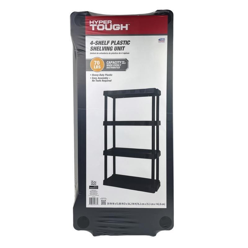 4-Tier Plastic Shelving Unit Easy Assembly Durable Storage Garage Utility New