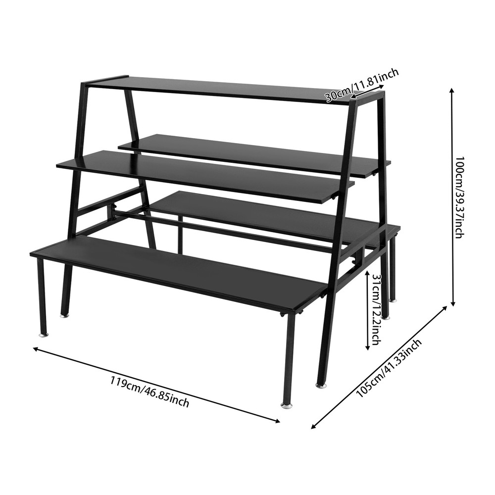 3 Tier Metal Retail Shoe Handbag Display Stand 119*105*100cm Flower Pot Rack