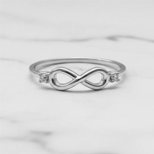 Sterling Silver Infinity Dainty Promise Ring Minimalist Stacking Symbol Ring
