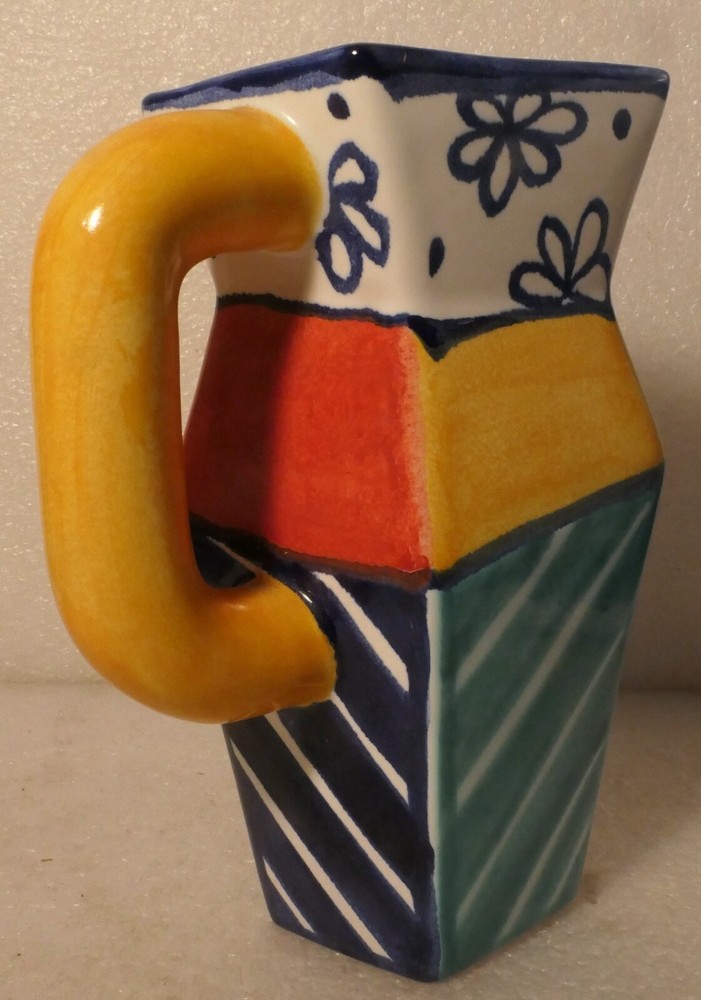 BENLLOCH SPAIN CERAMIC PITCHER ABSTRACT DESIGN SIGNED