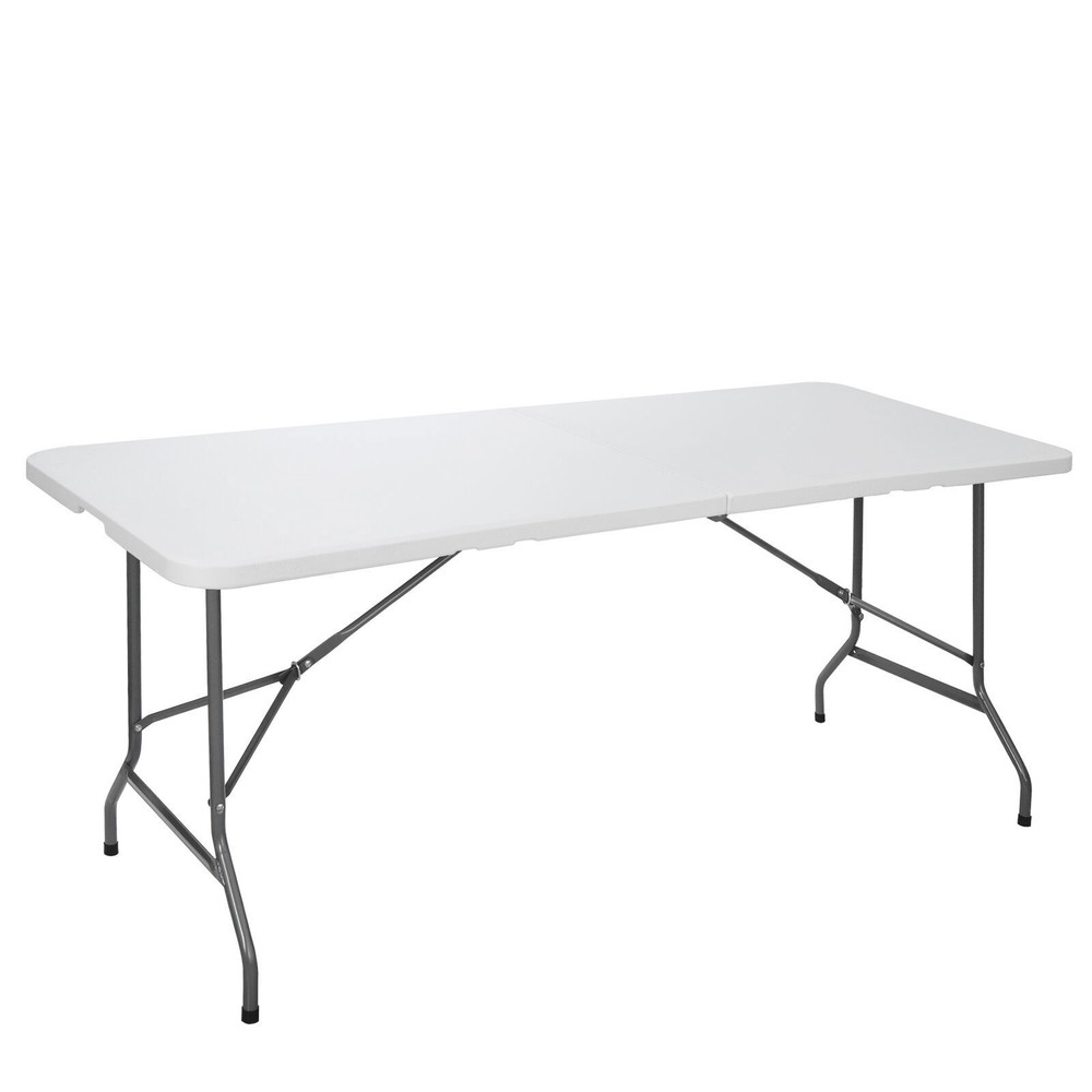 2X 6' Folding Table Plastic Fold-in-Half Picnic Table w/ Handle Rectangular