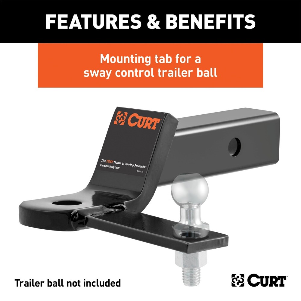 CURT 45820 Sway Tab Ball Mount (2" Shank, 7,500 lbs., 2" Drop)