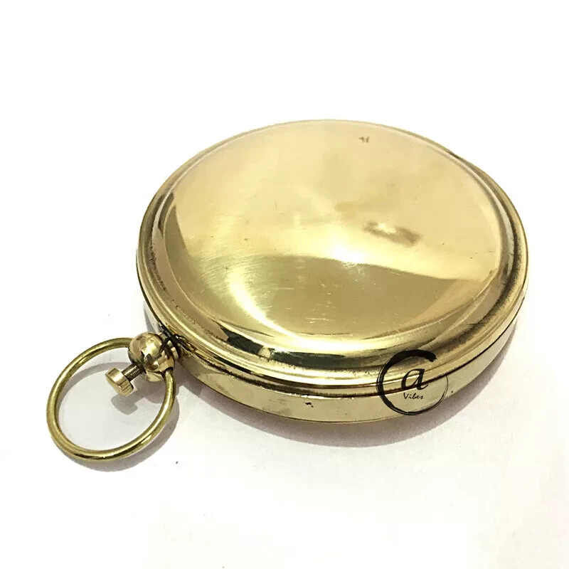Solid Brass Push Knob Button Compass Old London Ship/Boat Compass Pocket Vintage