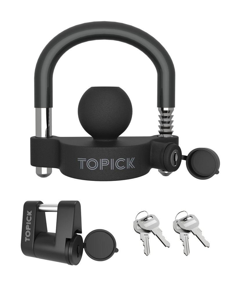 TOPICK Keyed Alike Trailer Coupler Lock Set, Kit Include Black