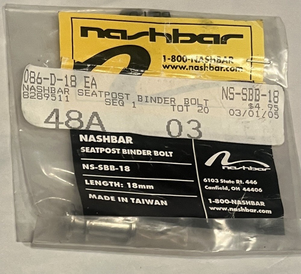 Nashbar Seatpost Binder Bolt NS-SBB-18