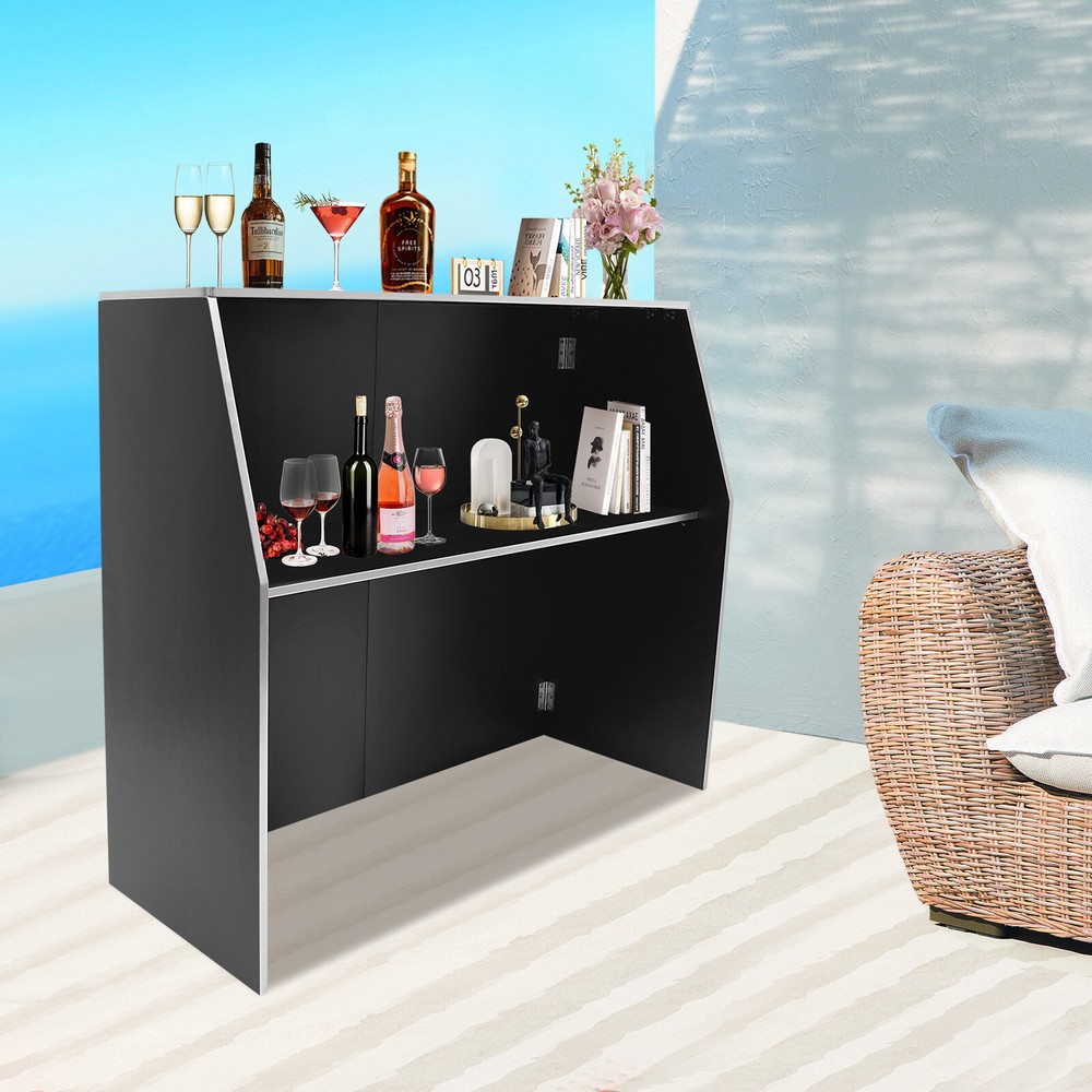 Portable Bar Cabinet Foldable Bar Portable Event Bar Rectangular Freestanding