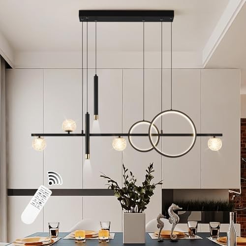 Modern LED Pendant Lights, Dimmable Linear LED 47in Spotlight+Ring+Bulb