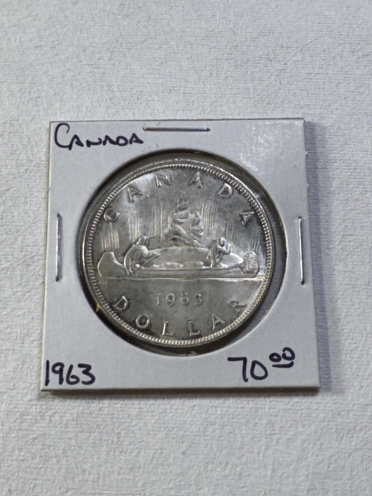 1963 Canada 1 Dollar Large Silver Coin Voyageur