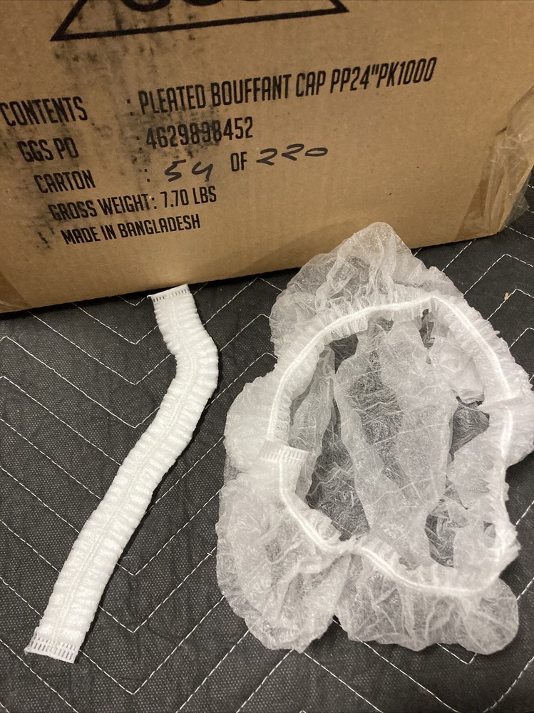 2 cases Bouffant Caps, 24", 2 x 1000/Count