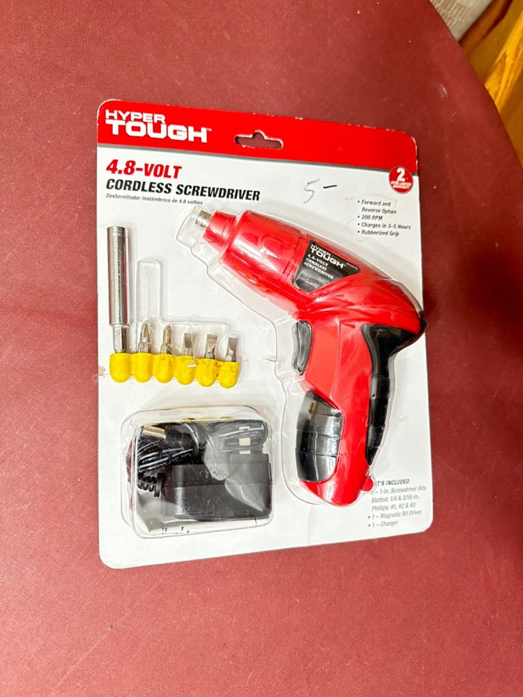 HYPER TOUGH 4.8-VOLT Cordless Screwdriver, Charger, Missing The Original Bits