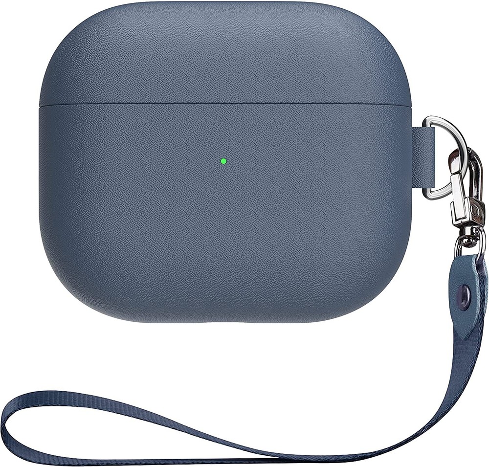 DamonLight Leather Case for Airpods 3, Triple Layer Protective Shockproof, Blue
