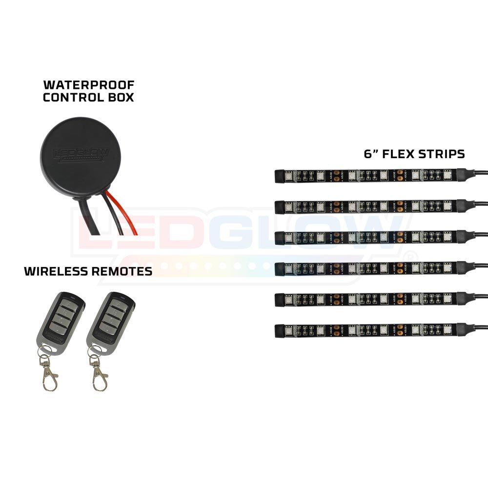 LEDGlow 6pc Advanced Blue LED Flexible Motorcycle Accent Neon Engine Light Kit