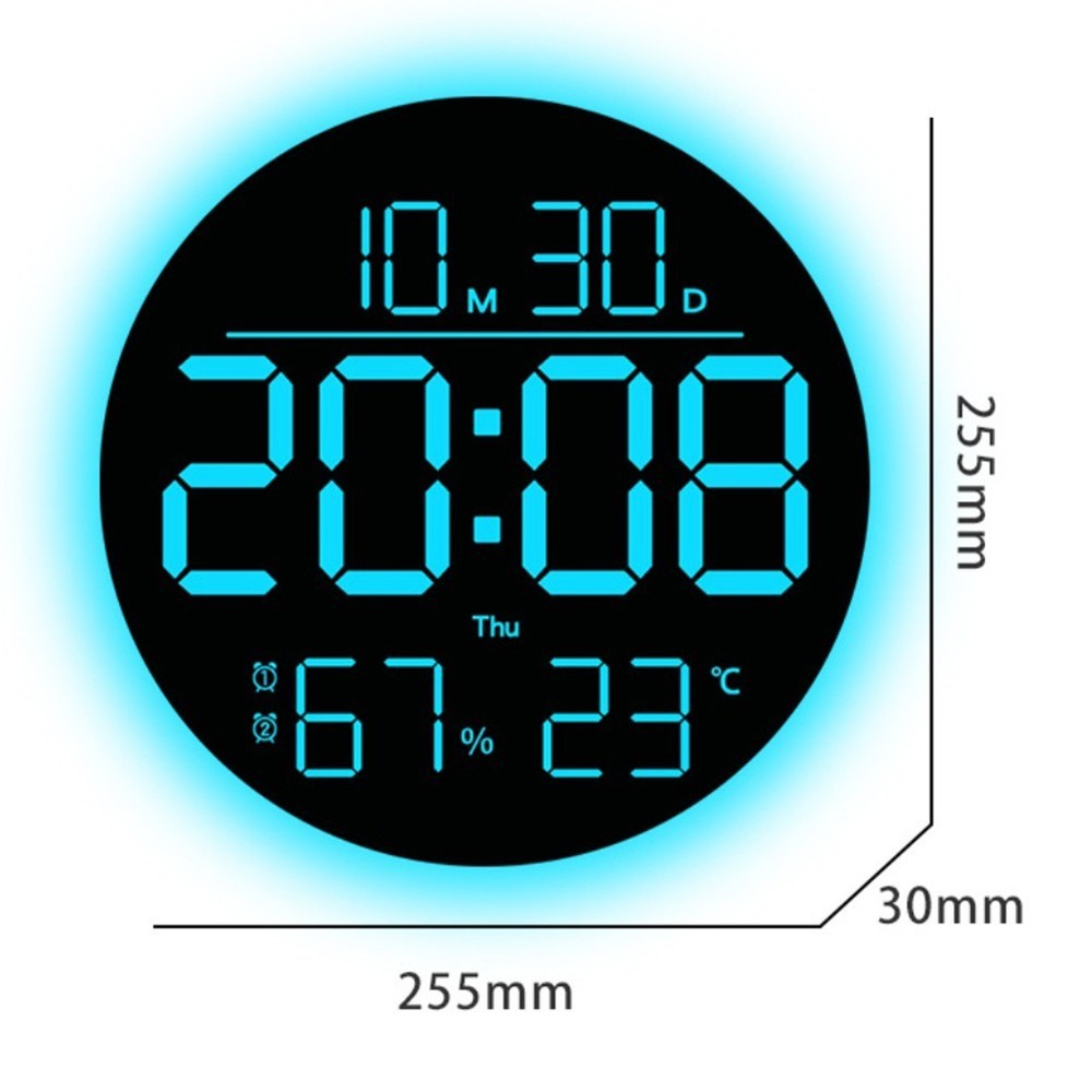 RGB Wall Clock with Remote Control Date Temp Humidity and Timer Function