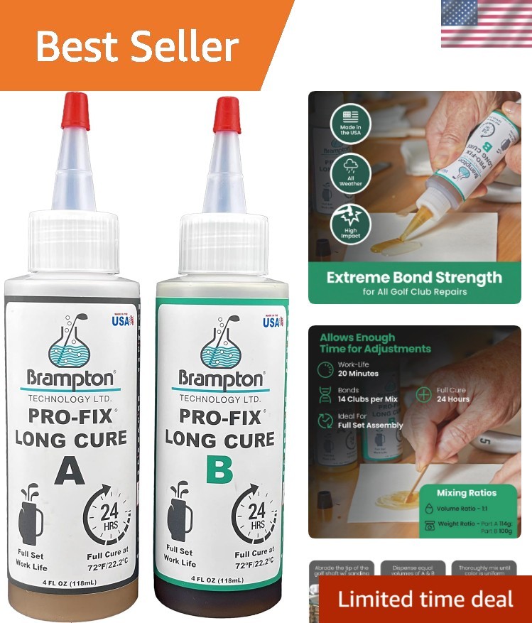 Brampton PRO-FIX Long Cure Golf Epoxy, 20-Min Full-Set Work Life, Extra Stren...