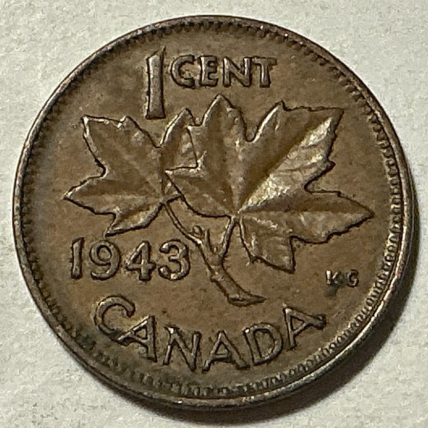 1943 (no mintmark) Canada Cent KM# 32