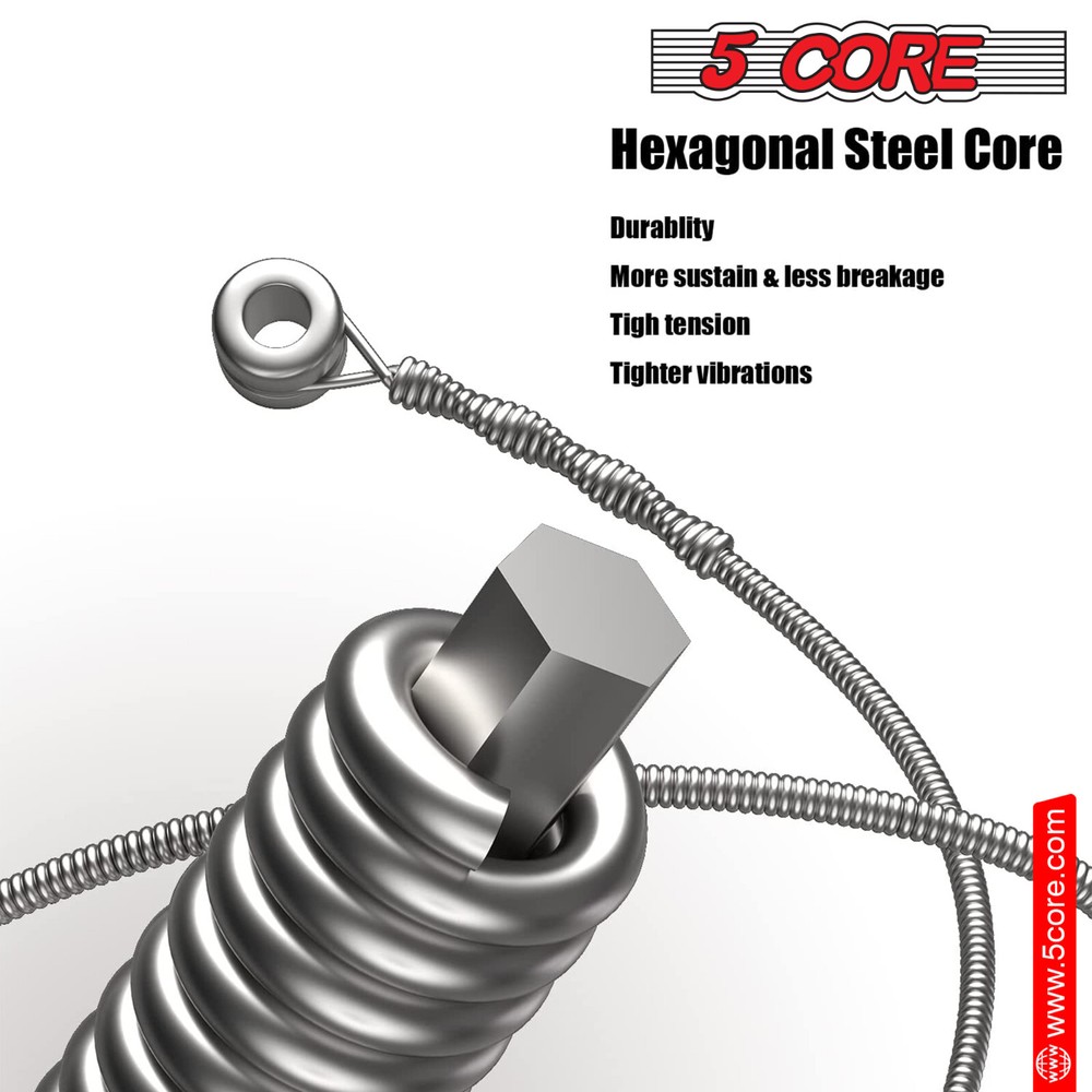 5 Core Bass Guitar Strings Extra Light Gauge Bright & Powerful Tone 6 String Set