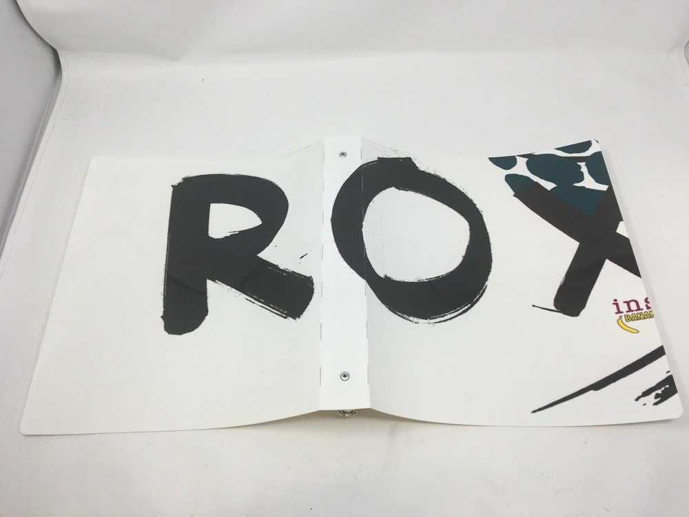 Roxy 3-ring binder, Roxy snowboard graphic, top sheet material