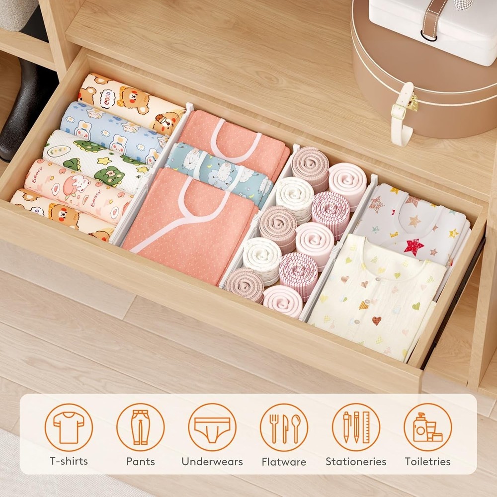 12-Pack Drawer Separators | Adjustable and Non-Slip for Secure Storage