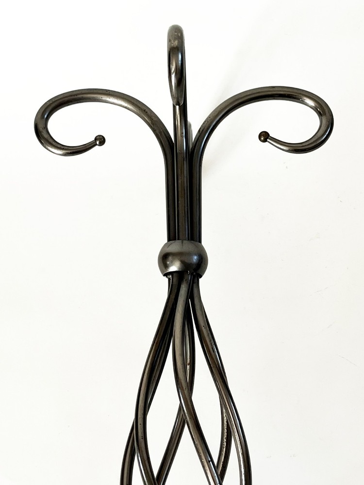 MEXICAN SPANISH COLONIAL STYLE 5 PIECE WROUGHT IRON FIREPLACE TOOL SET GRAPHITE