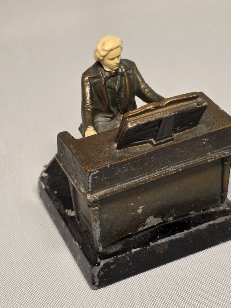 VINTAGE CAST METAL & Solid BASE "BEETHOVEN" BOOKENDS Early/Mid 20th Century