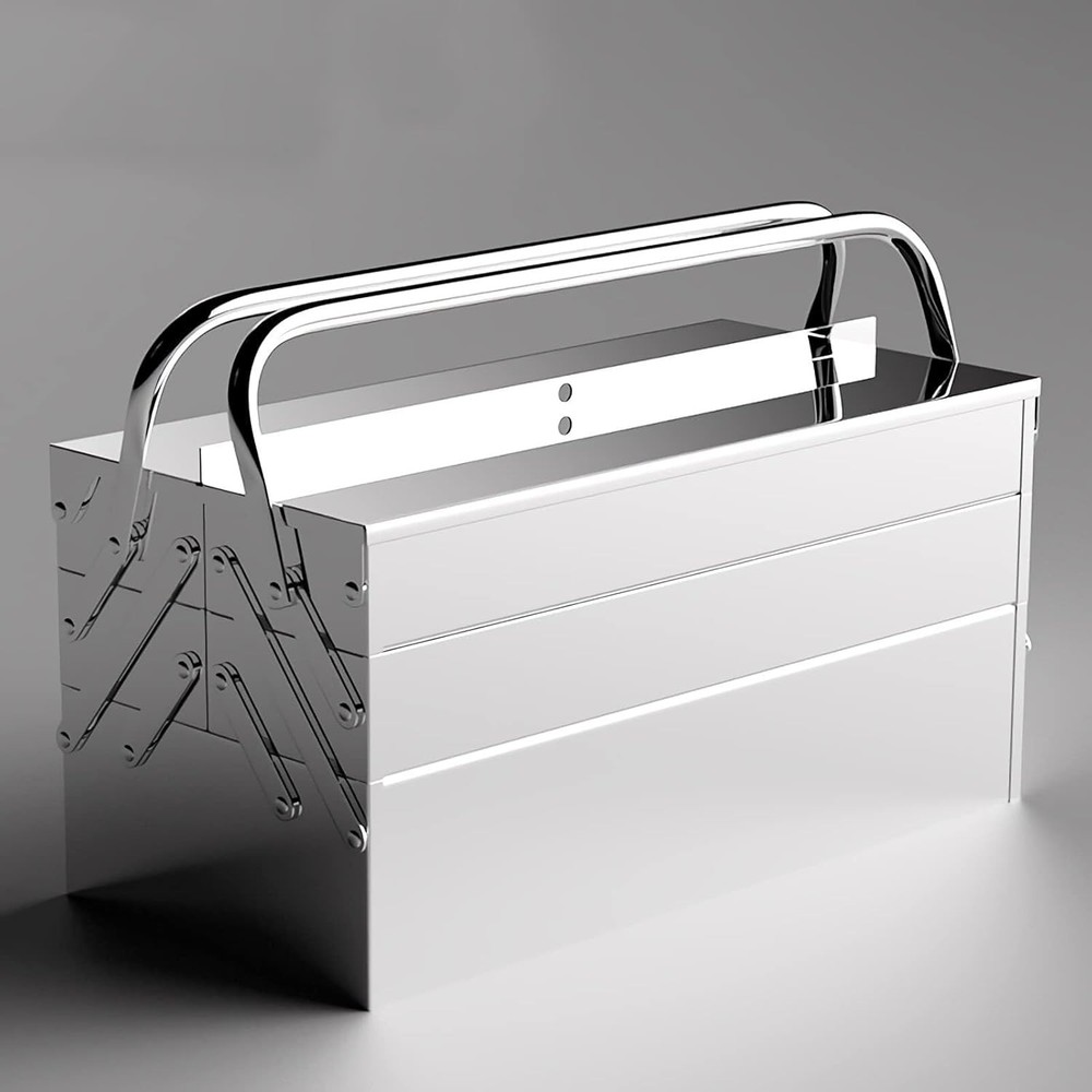 Portable Stainless Steel Multi-Layer Folding Tool Box, Lockable Cabinet Organi