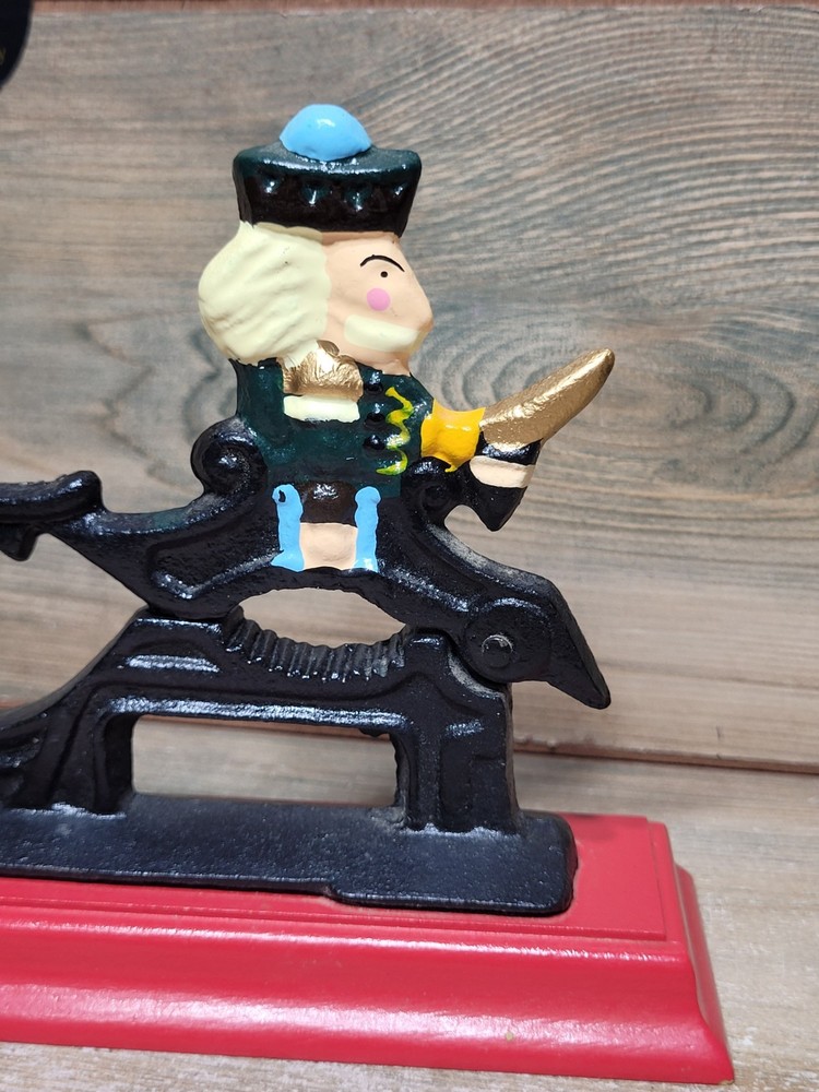 Vintage Cast Iron Nutcracker Christmas On Wood Base