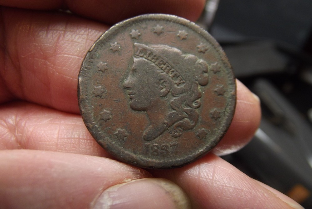 1837 Small Letters Coronet Cent F