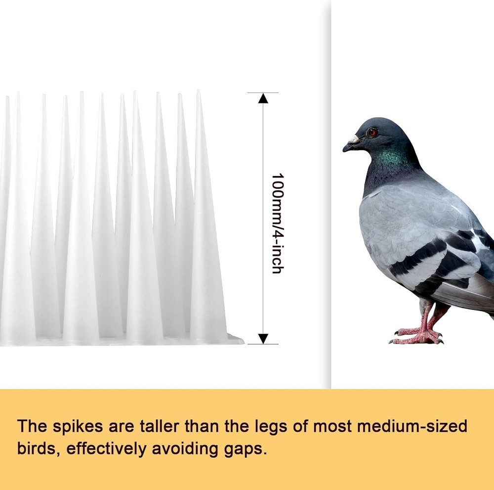 Frosted White 20ft Medium Bird Spikes - Effective & Humane Pest Control Solution