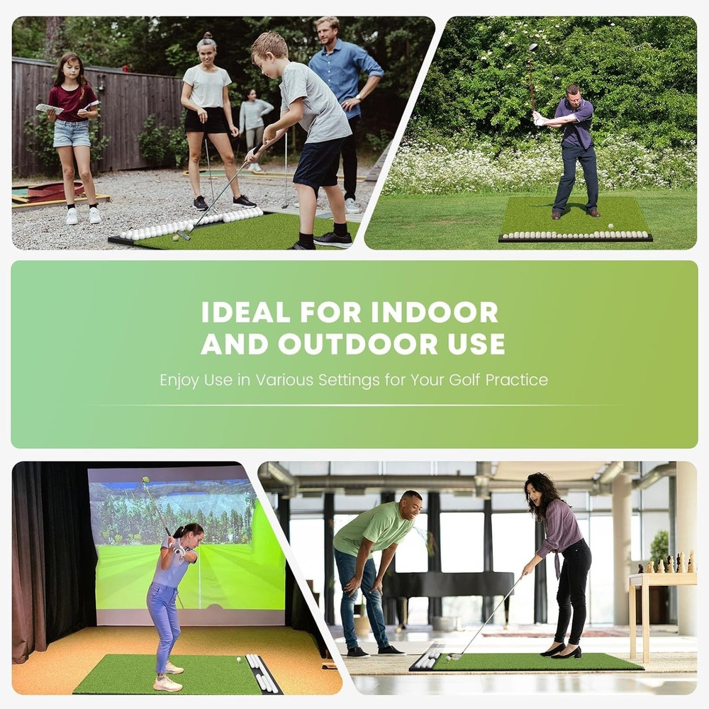 Golf Training Mat Practice Hitting Mat with Ball Tray & Artificial Turf 5 x 4 ft
