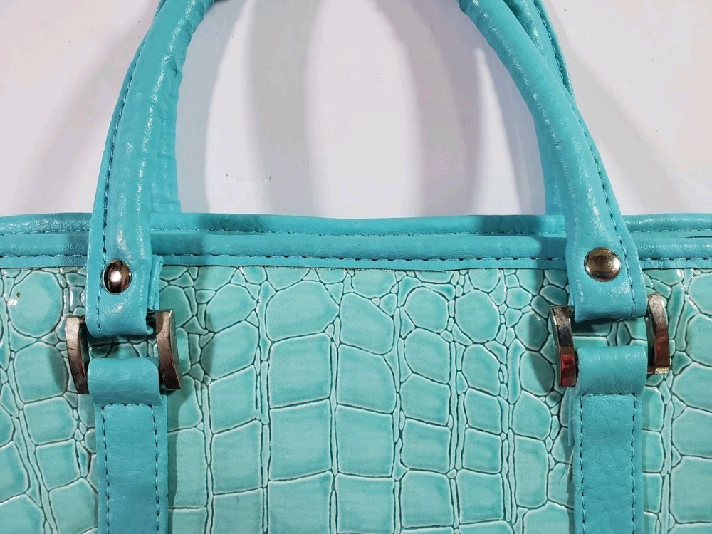 Faux Leather Bible Cover Teal Medium Crucifix Zipper Pull