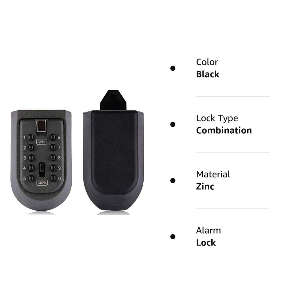 Indoor & Outdoor Key Lock Box Wall Mounted Push Button Combination Key Safe S...