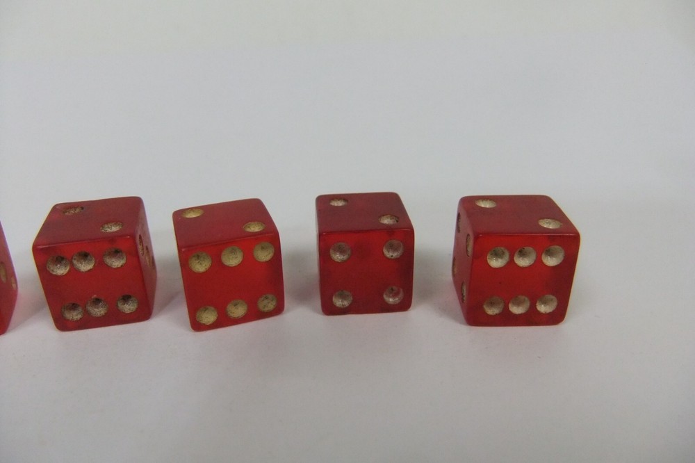 Red Translucent Bakelite Dice with Cheater Dice 1/2”