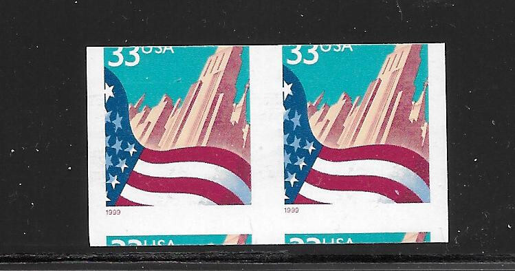 DIE-CUTTING OMITTED + MISCUT ERROR Pair, Scott #3281a, Type I,  MNH, Cat. $30