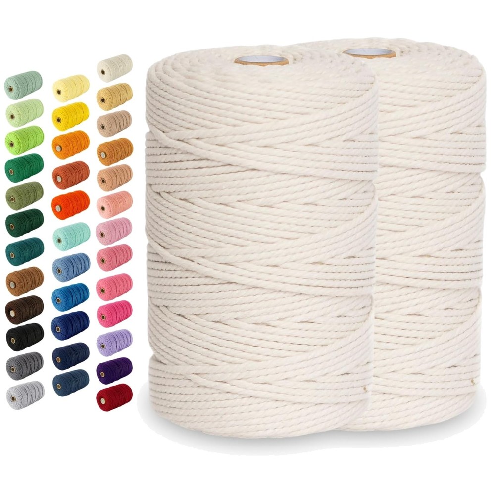 Macrame Wall Hanging Rope - 3mm 220 Yards, 2 Pack