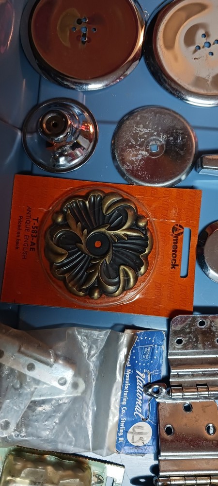 Lot VTG Misc Hardware CABINET Pulls Knobs BACK PLATES LIGHT PULLS CHAIR BOOTS