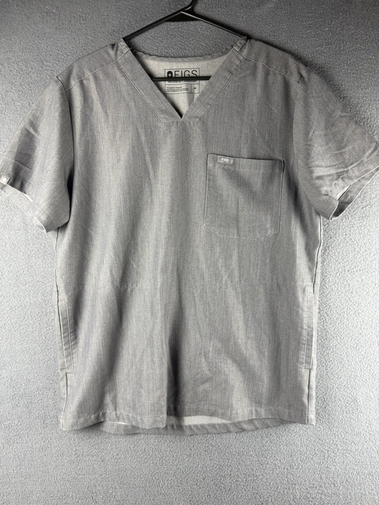 FIGS Technical Collection Scrub Top Gray Solid Unisex Size M Medical