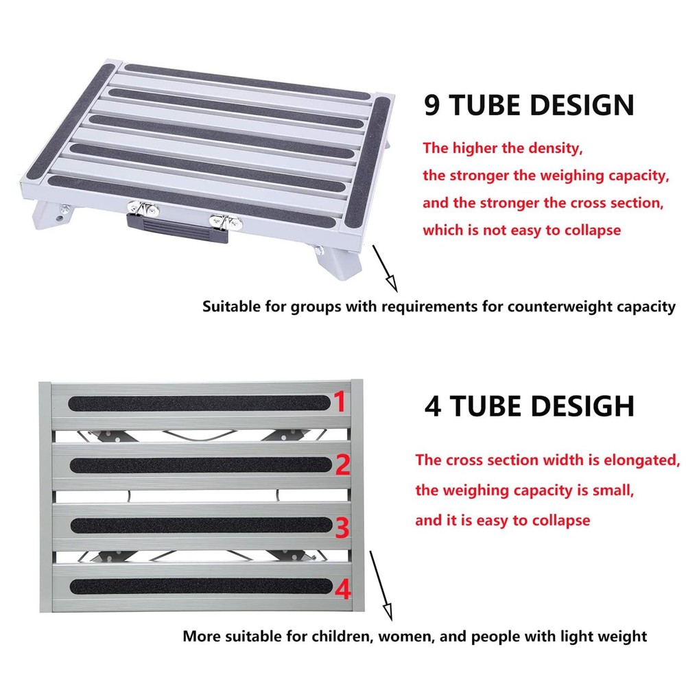 Adjustable Aluminum RV Step Stool - Folding Platform Non-Slip 1000lbs
