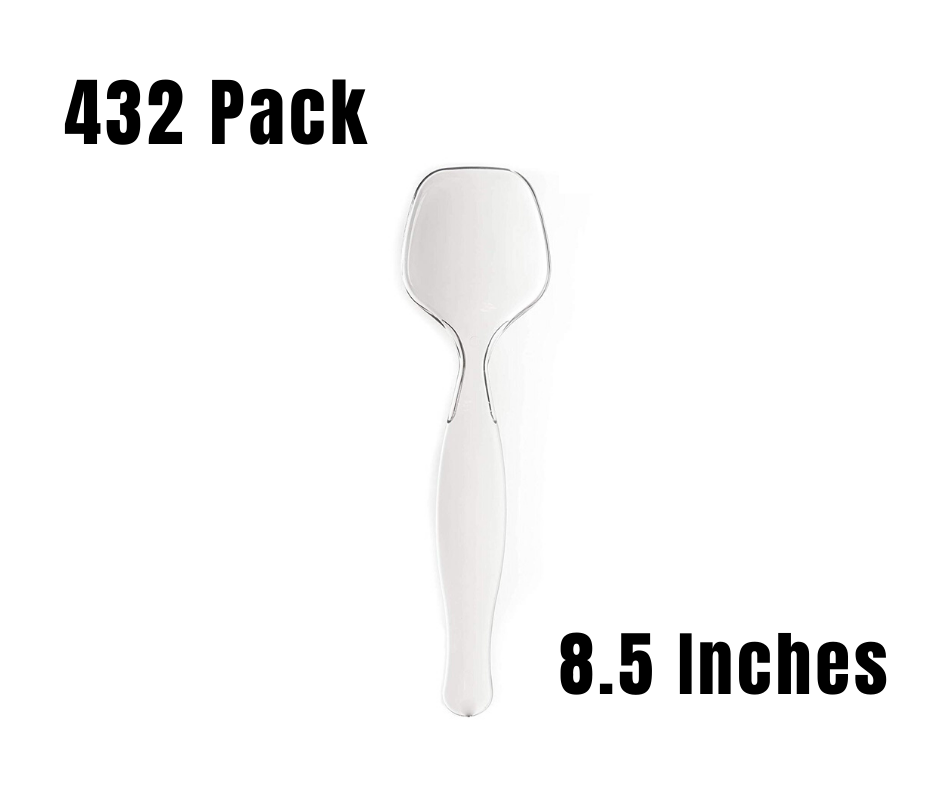 432 Pack Heavy Duty Large Plastic Disposable Clear Serving Spoons 8.5 in