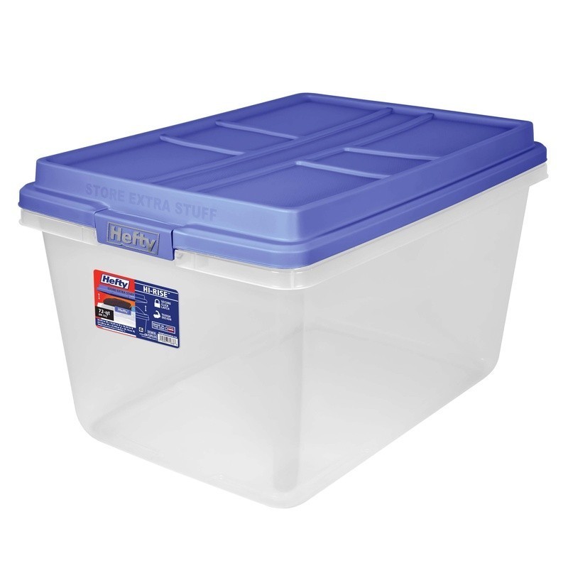 Clear Storage Bin 72 Quart Stackable Container W/ Latches & HI-RISE Lid Double