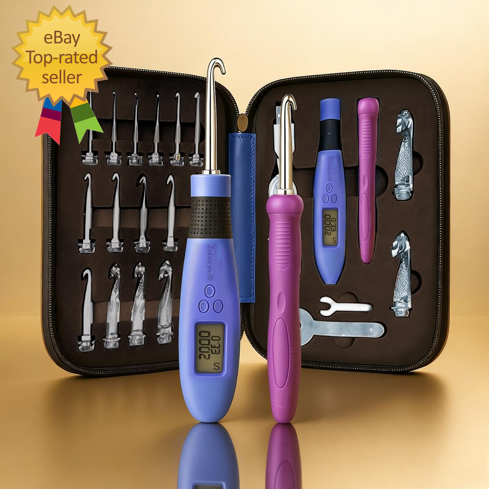 Crochet Hook with 18 Different Size for Stitch Row Counter Light Interchangeable