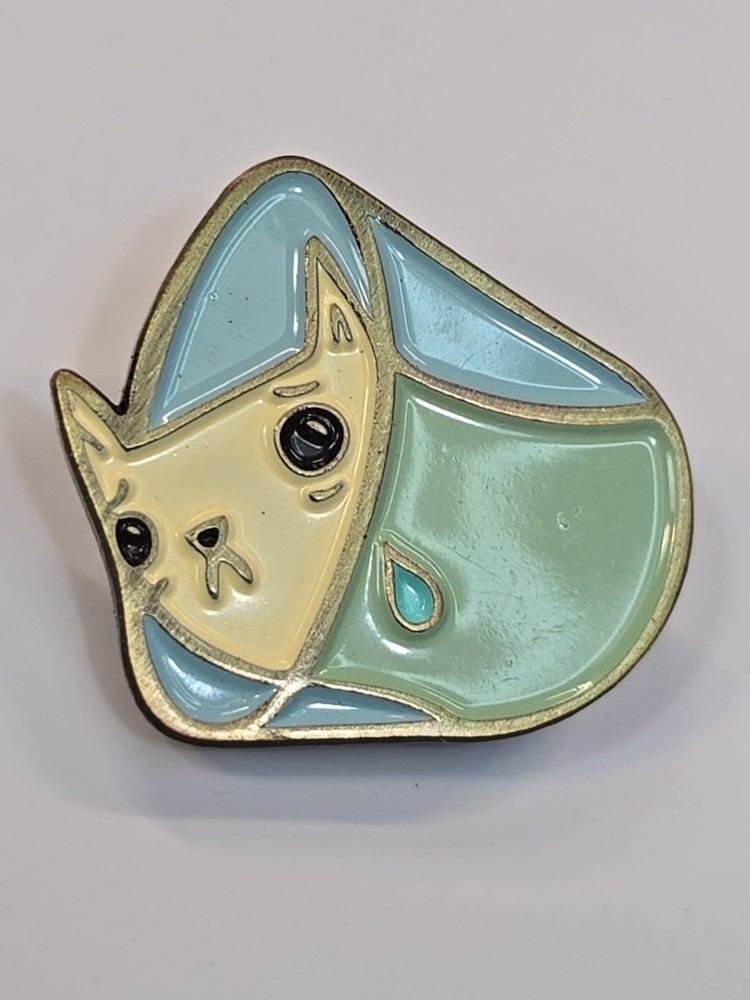 Sad Kitty Cat With Cone Lapel Pin