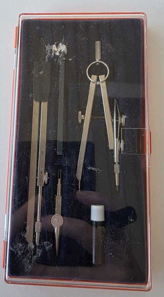 Vintage Drafting Set, Protractor, Made In Germany