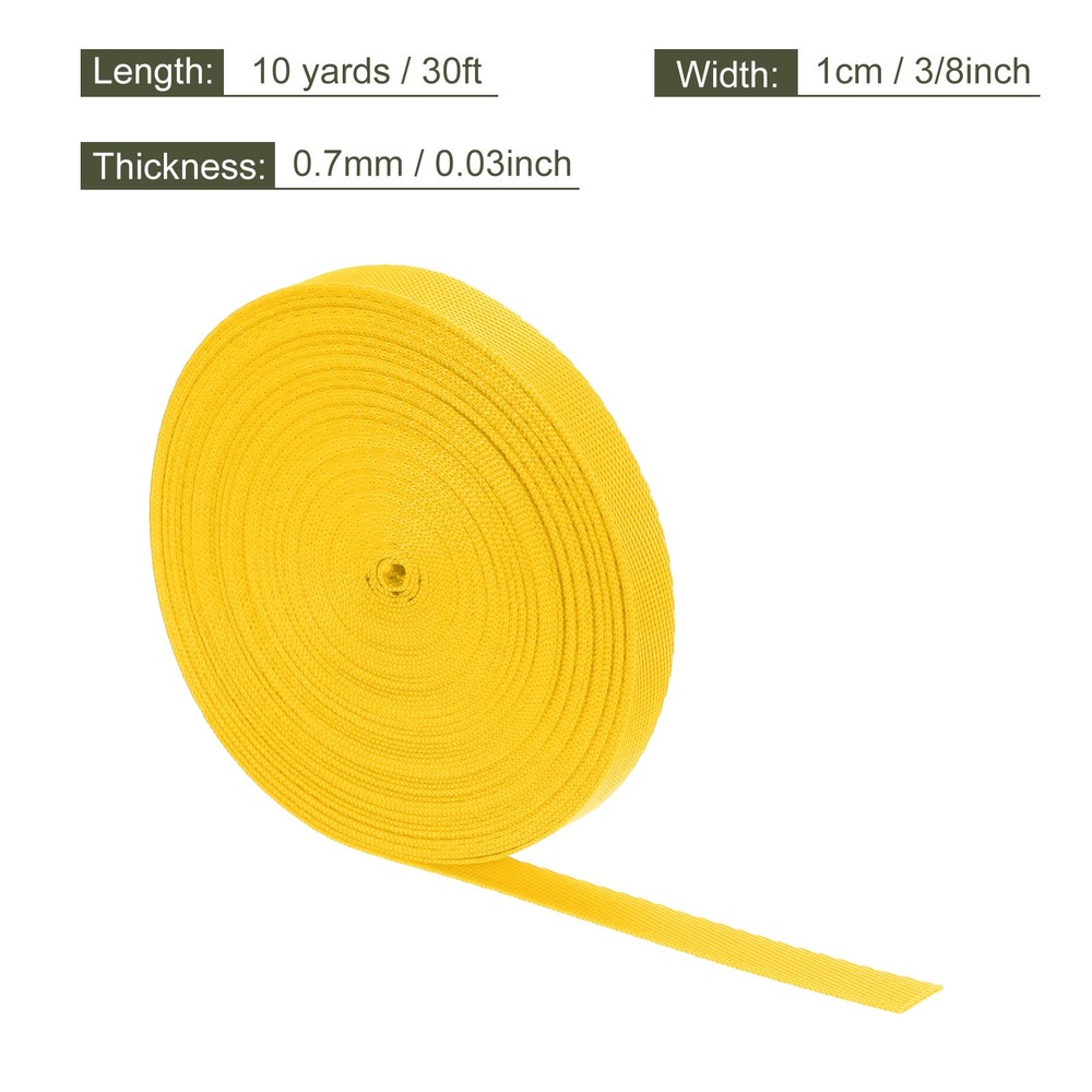 Flat Nylon Webbing Strap 3/8 Inch 10 Yards Corn Yellow for Backpack