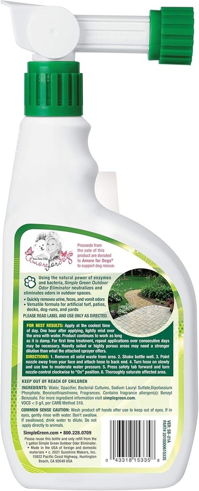 Powerful Pet Odor Eliminator for Patios & Yards - 32 oz Easy Spray Solution