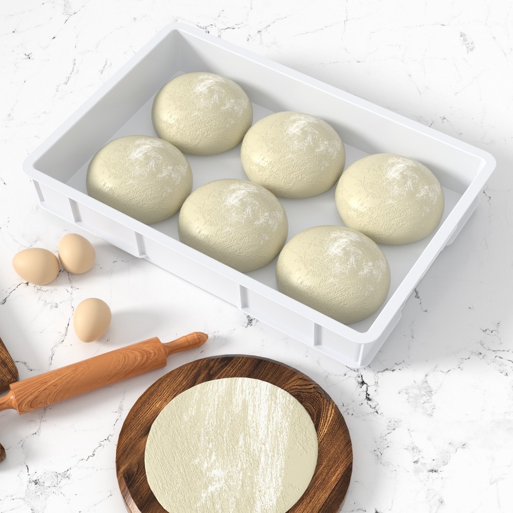 4Pack Plastic Commercial Stackable Pizza Dough Proofing Box Tray Container White