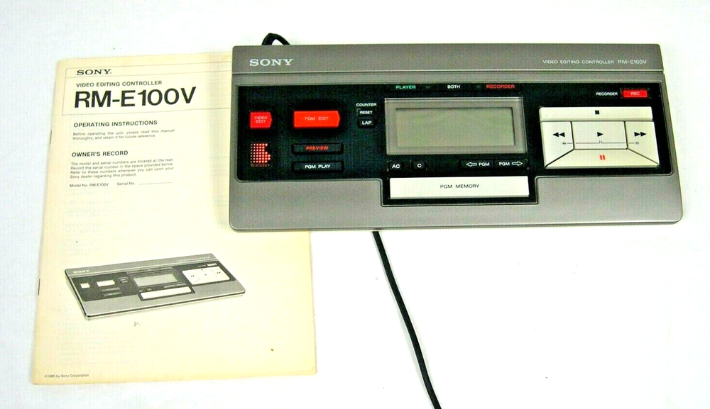 Sony RM-E100V Video Editing Controller and manual